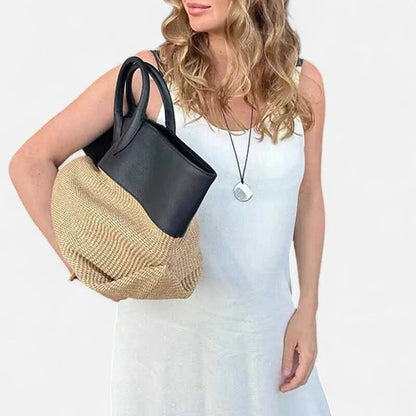 Grand sac à main cabas en paille Eléa