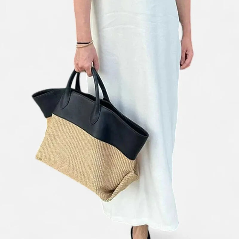 Grand sac à main cabas en paille Eléa