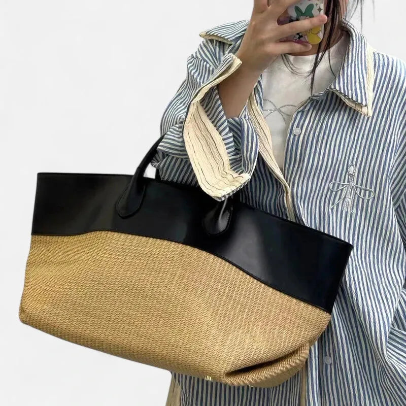 Grand sac à main cabas en paille Eléa