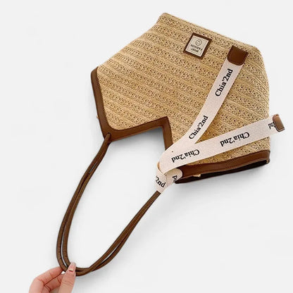 Grand sac à main cabas en paille avec ruban Mila