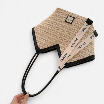 Grand sac à main cabas en paille avec ruban Mila