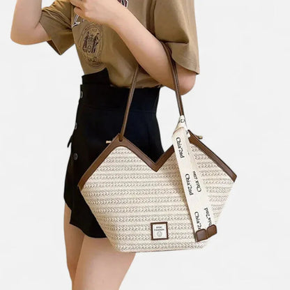 Grand sac à main cabas en paille avec ruban Mila