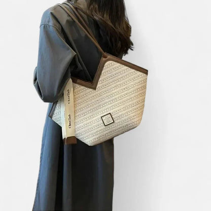 Grand sac à main cabas en paille avec ruban Mila