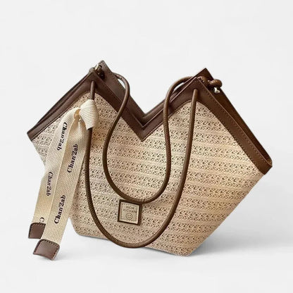 Grand sac à main cabas en paille avec ruban Mila