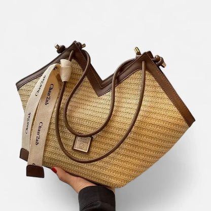 Grand sac à main cabas en paille avec ruban Mila