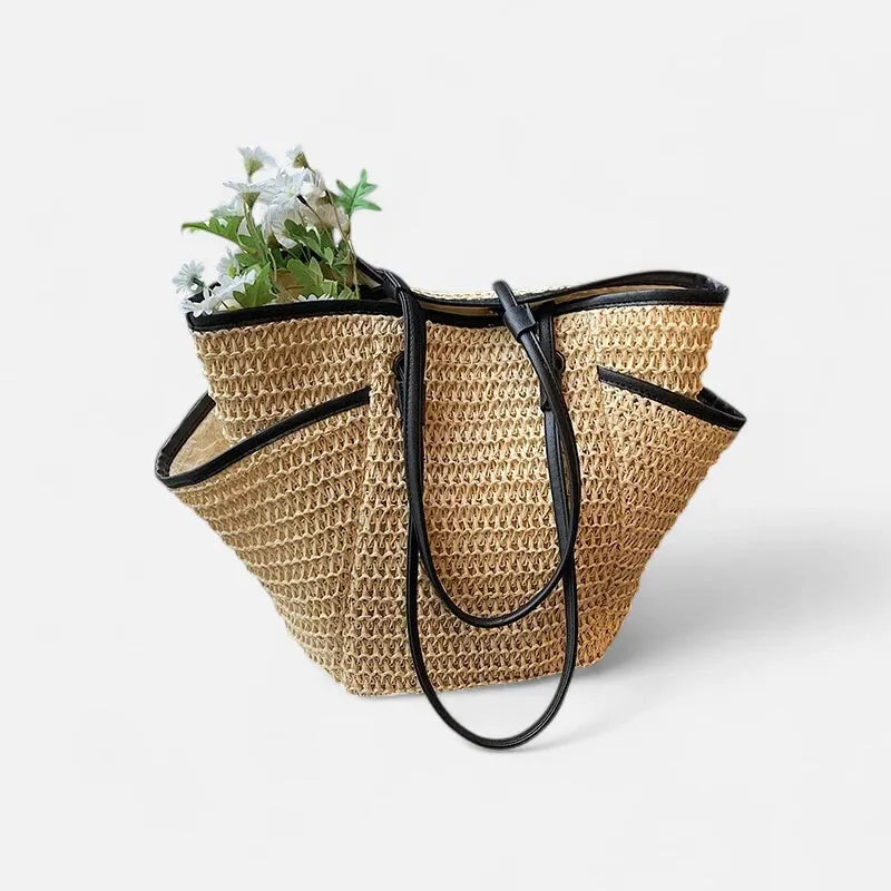Grand sac à main cabas en paille Léa