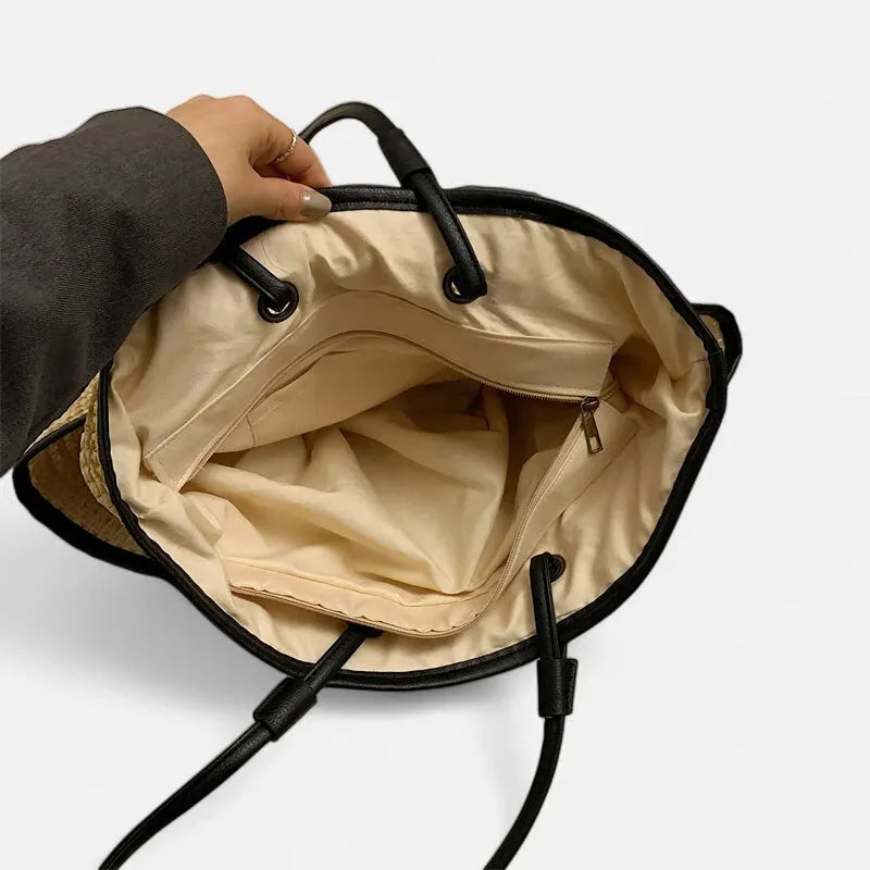 Grand sac à main cabas en paille Léa