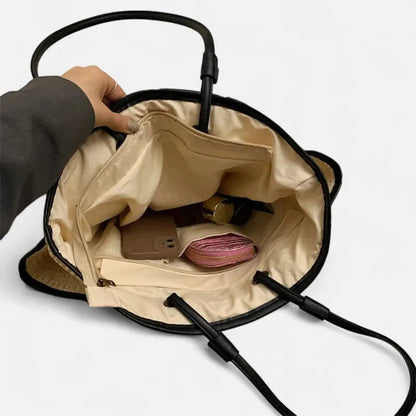 Grand sac à main cabas en paille Léa