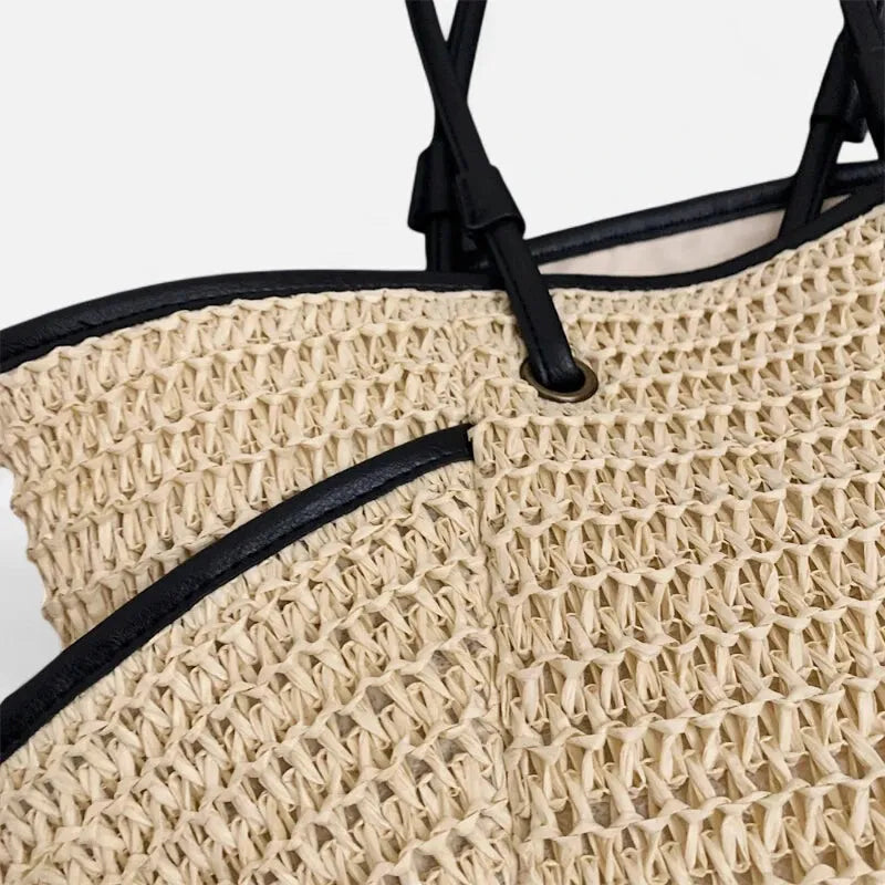 Grand sac à main cabas en paille Léa