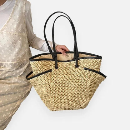 Grand sac à main cabas en paille Léa