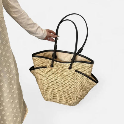 Grand sac à main cabas en paille Léa