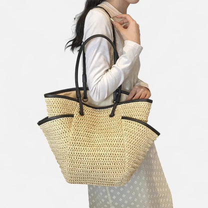 Grand sac à main cabas en paille Léa