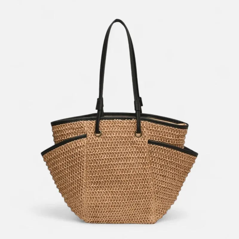 Grand sac à main cabas en paille Léa