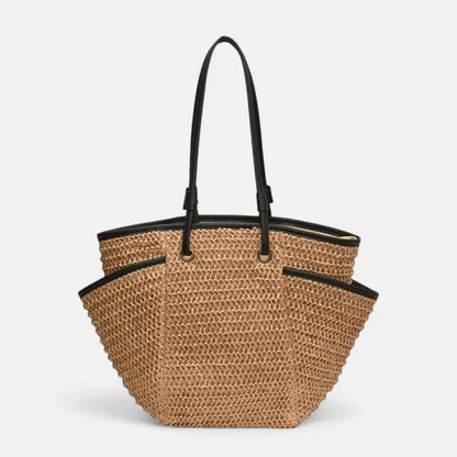 Grand sac à main cabas en paille Léa