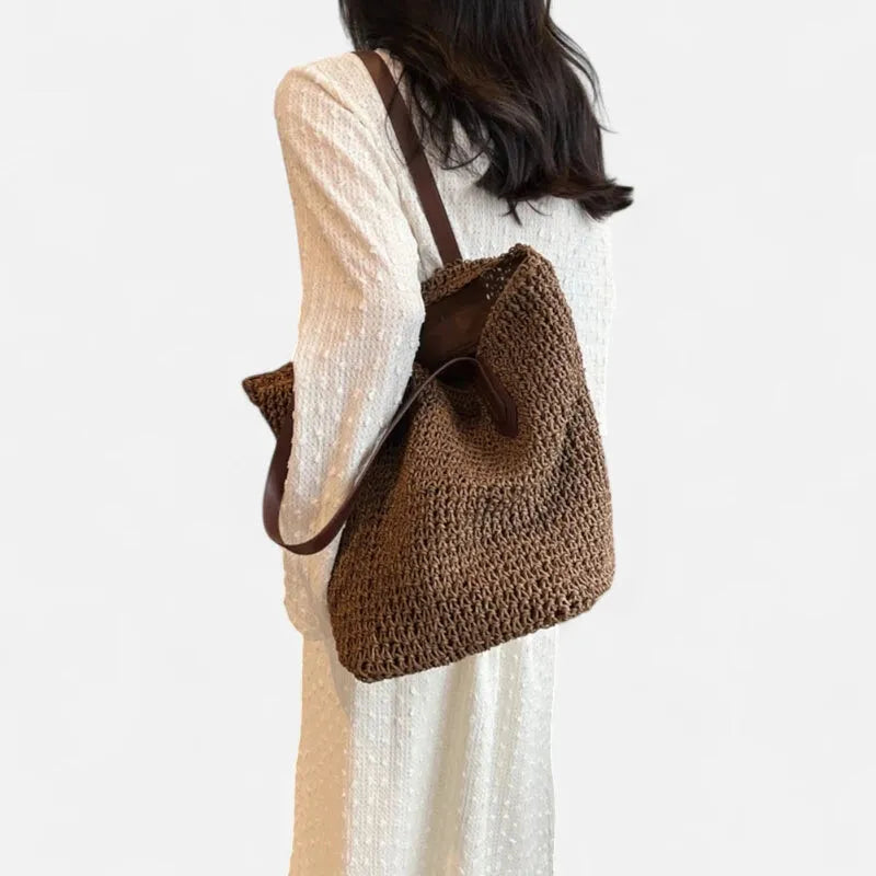 Grand sac à main cabas en paille Lina