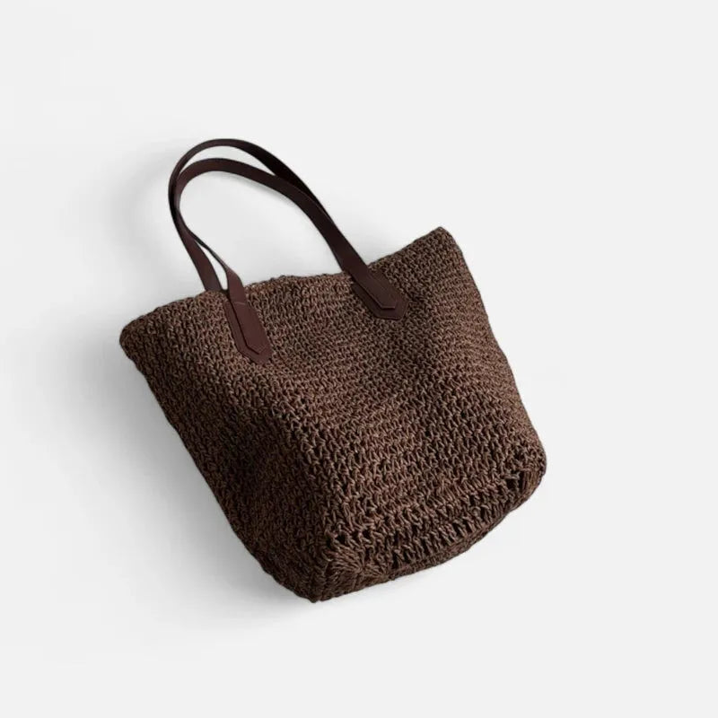 Grand sac à main cabas en paille Lina