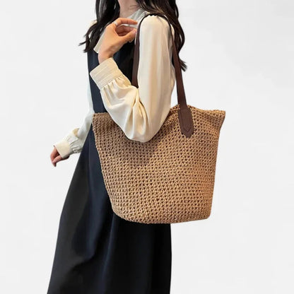 Grand sac à main cabas en paille Lina