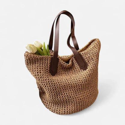 Grand sac à main cabas en paille Lina