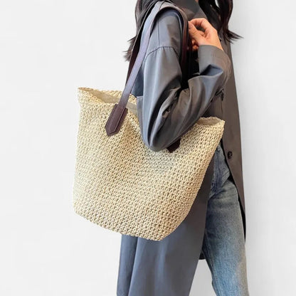 Grand sac à main cabas en paille Lina