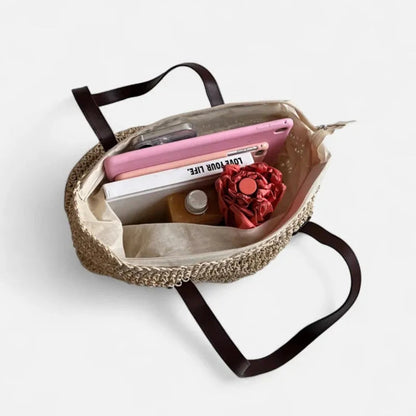 Grand sac à main cabas en paille Lina