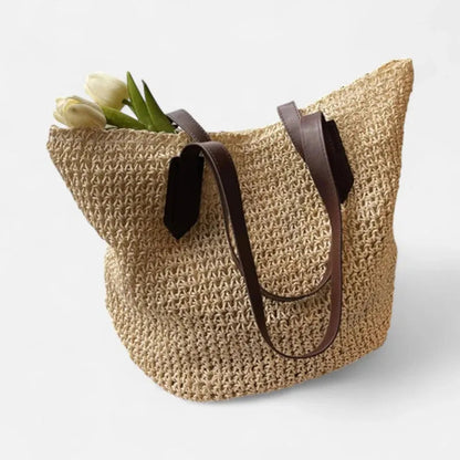 Grand sac à main cabas en paille Lina