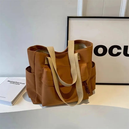 Grand sac à main cabas multipoches en toile Romane