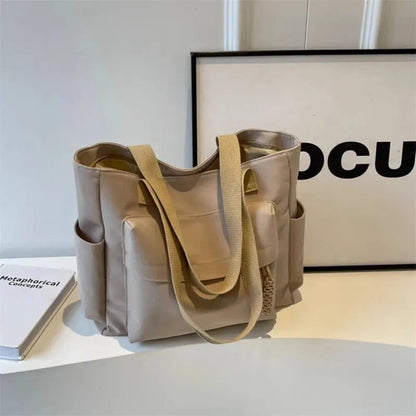 Grand sac à main cabas multipoches en toile Romane