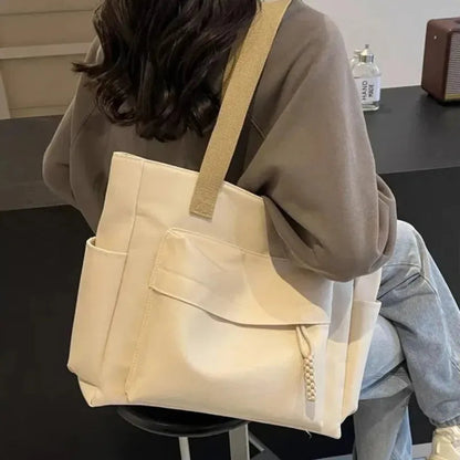 Grand sac à main cabas multipoches en toile Romane