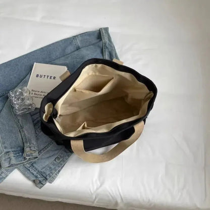 Grand sac à main cabas multipoches en toile Romane