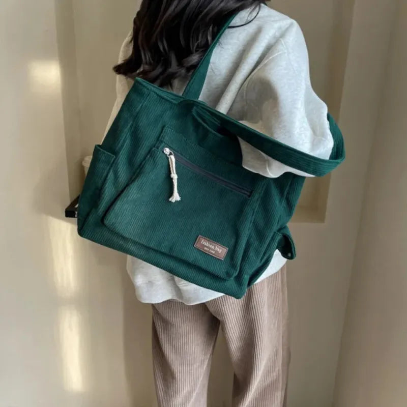 Grand sac à main cabas multipoches en velours Blandine