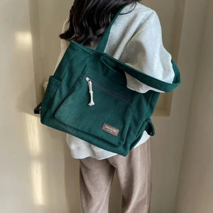 Grand sac à main cabas multipoches en velours Blandine