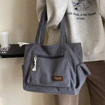 Grand sac à main cabas multipoches en velours Blandine