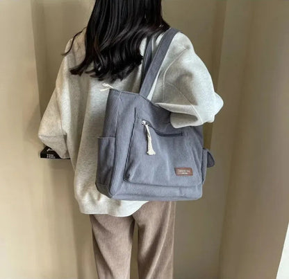 Grand sac à main cabas multipoches en velours Blandine