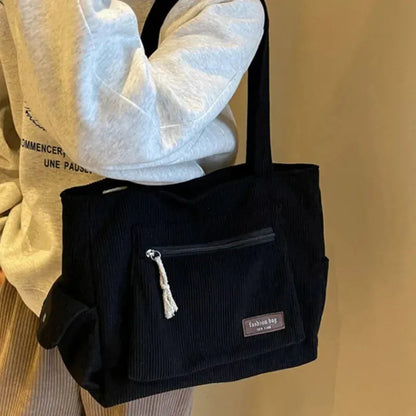 Grand sac à main cabas multipoches en velours Blandine