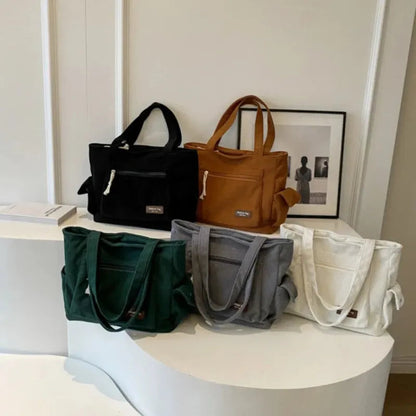 Grand sac à main cabas multipoches en velours Blandine