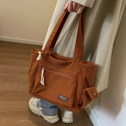 Grand sac à main cabas multipoches en velours Blandine