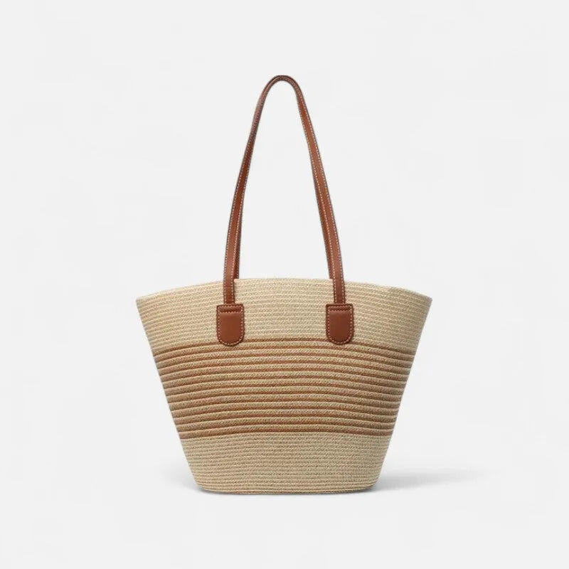 Grand sac à main cabas rayé en paille Aïna