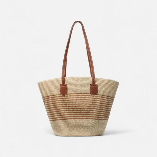 Grand sac à main cabas rayé en paille Aïna