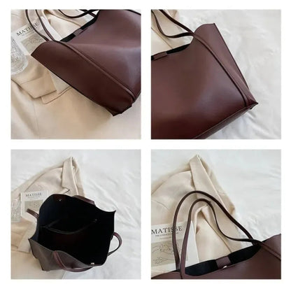 Grand sac à main cabas souple avec pochette assortie Amandine