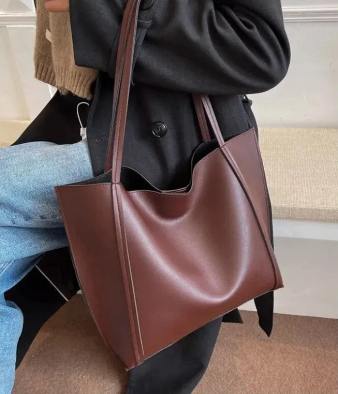 Grand sac à main cabas souple avec pochette assortie Amandine