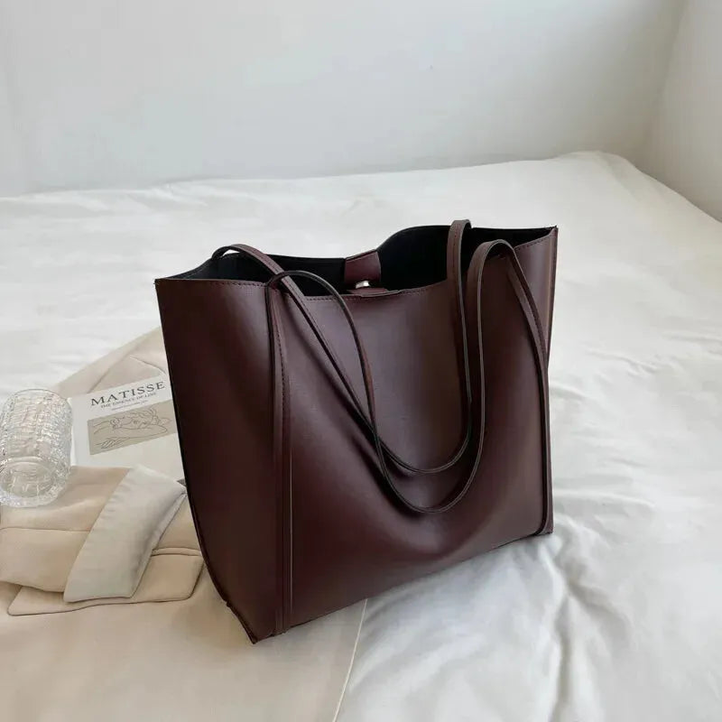 Grand sac à main cabas souple avec pochette assortie Amandine