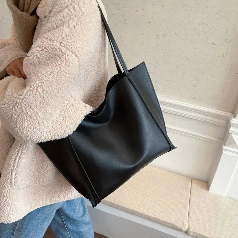 Grand sac à main cabas souple avec pochette assortie Amandine