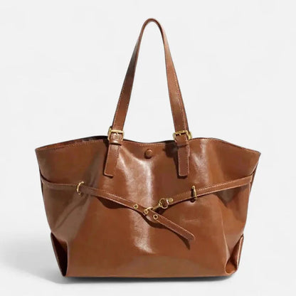 Grand sac à main cabas vintage de cours souple Brunehaut