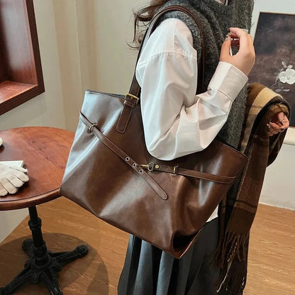 Grand sac à main cabas vintage de cours souple Brunehaut