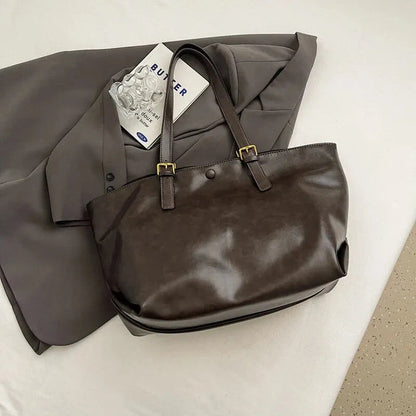 Grand sac à main cabas vintage de cours souple Brunehaut