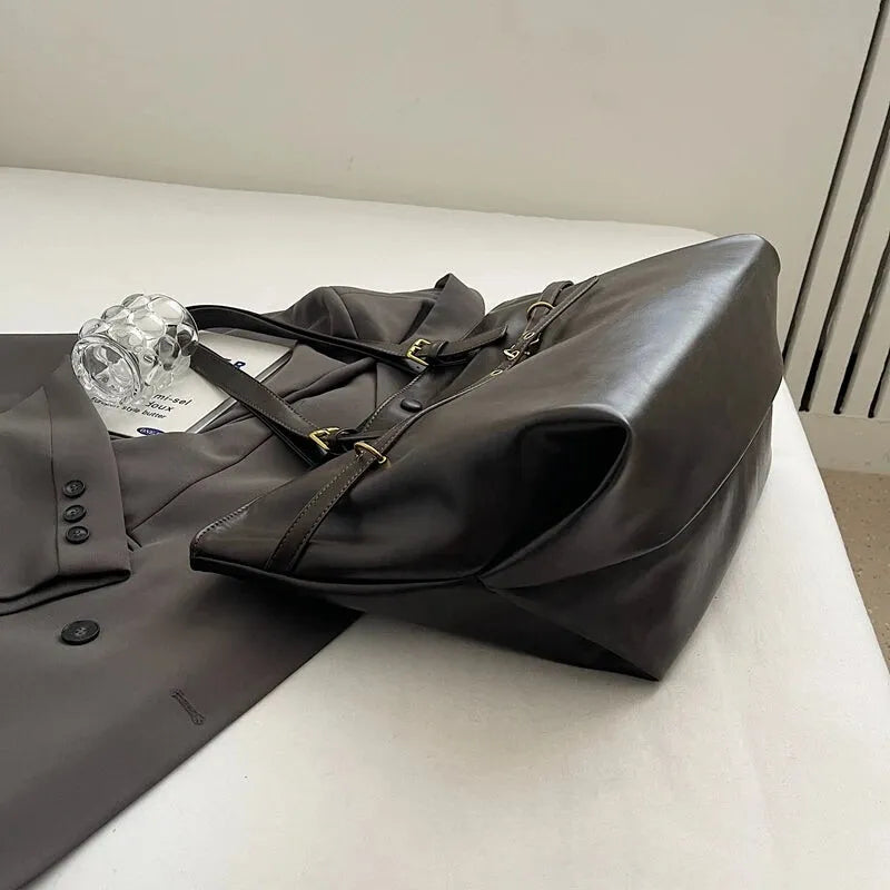 Grand sac à main cabas vintage de cours souple Brunehaut