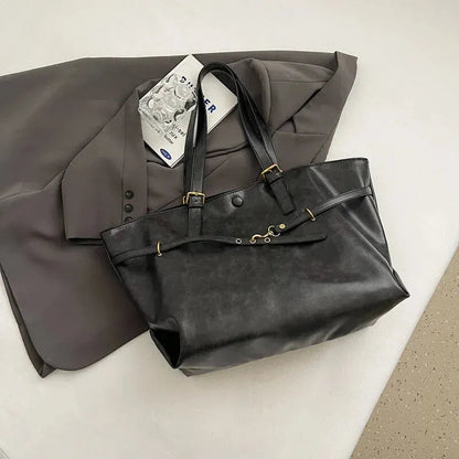 Grand sac à main cabas vintage de cours souple Brunehaut