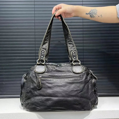 Grand sac à main de cours rétro multipoches à bandoulière Castille