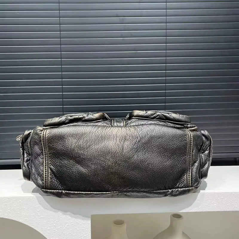 Grand sac à main de cours rétro multipoches à bandoulière Castille