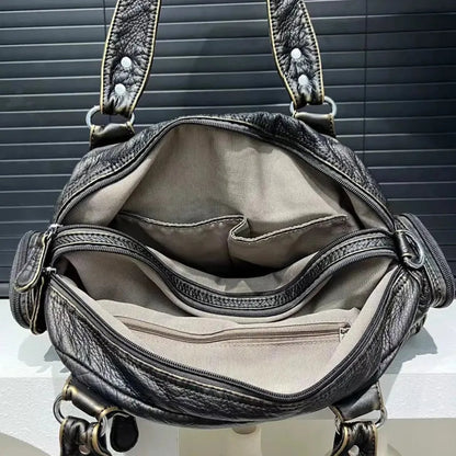 Grand sac à main de cours rétro multipoches à bandoulière Castille